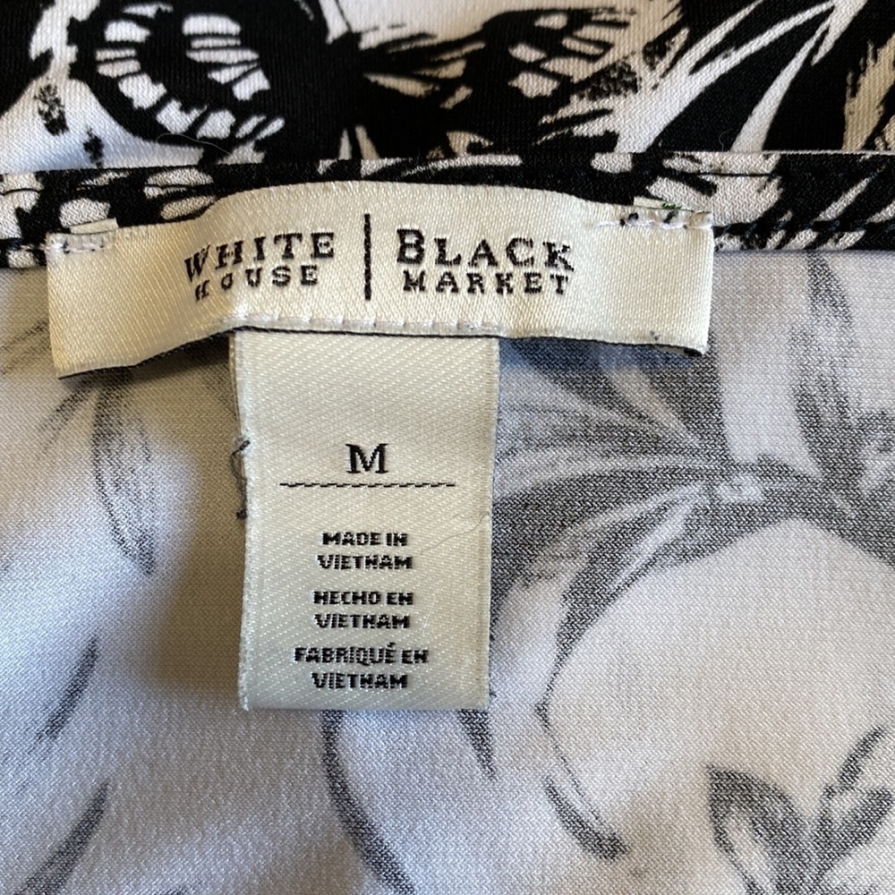 WHBM Floral Sleeveless Top Black White Sz M - Picture 5 of 10